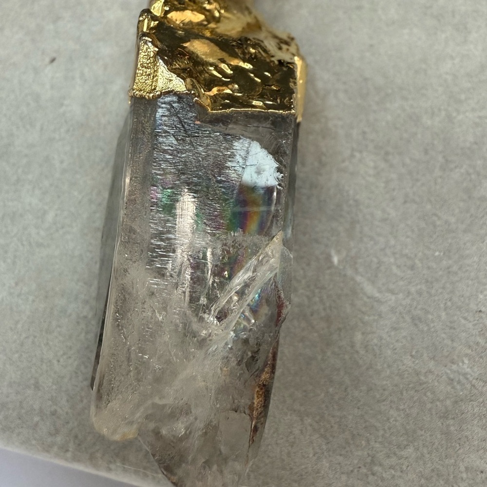 Boho crystal necklace with garden quartz pendant - Picture 4 of 10